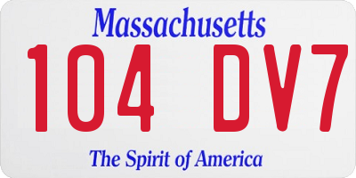 MA license plate 104DV7