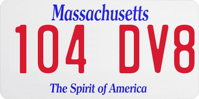 MA license plate 104DV8