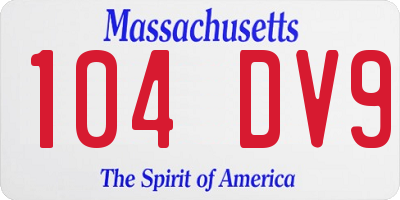 MA license plate 104DV9