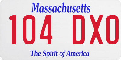 MA license plate 104DX0