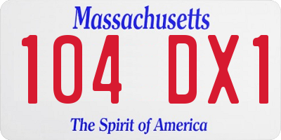 MA license plate 104DX1