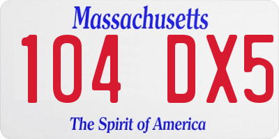 MA license plate 104DX5