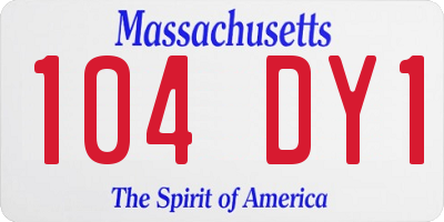 MA license plate 104DY1