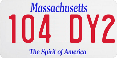 MA license plate 104DY2