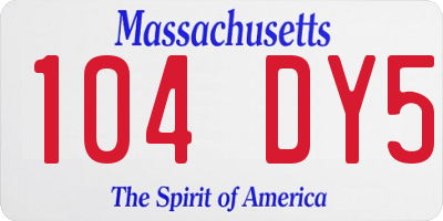 MA license plate 104DY5