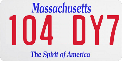 MA license plate 104DY7