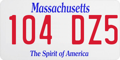 MA license plate 104DZ5