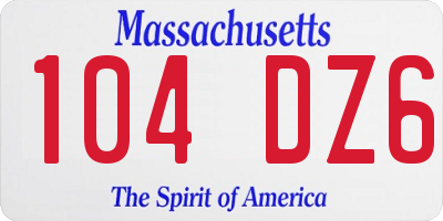 MA license plate 104DZ6
