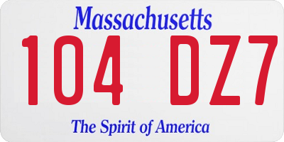 MA license plate 104DZ7