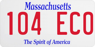 MA license plate 104EC0