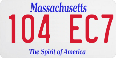 MA license plate 104EC7