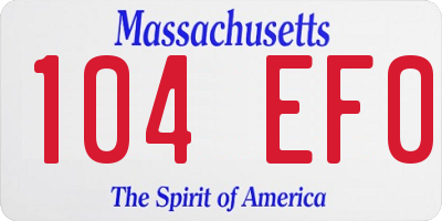 MA license plate 104EF0