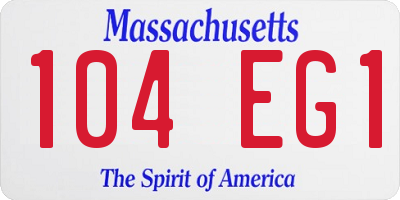 MA license plate 104EG1