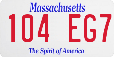 MA license plate 104EG7