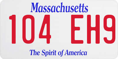 MA license plate 104EH9