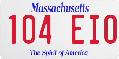 MA license plate 104EI0