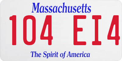 MA license plate 104EI4