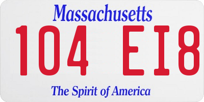 MA license plate 104EI8