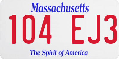 MA license plate 104EJ3