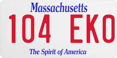 MA license plate 104EK0