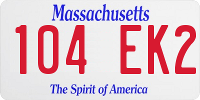 MA license plate 104EK2