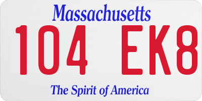 MA license plate 104EK8
