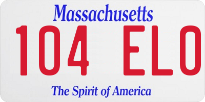 MA license plate 104EL0