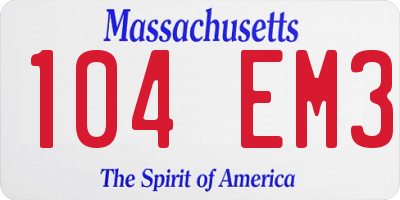 MA license plate 104EM3