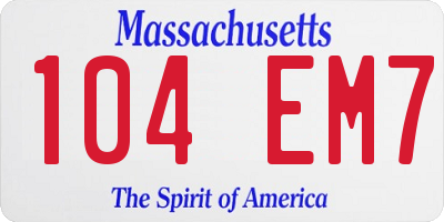 MA license plate 104EM7