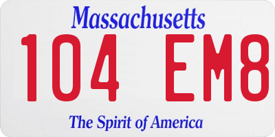 MA license plate 104EM8