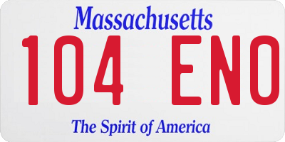 MA license plate 104EN0
