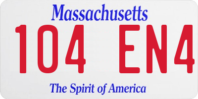 MA license plate 104EN4