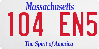 MA license plate 104EN5