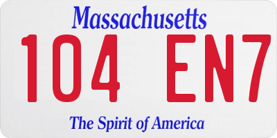 MA license plate 104EN7