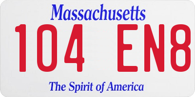 MA license plate 104EN8