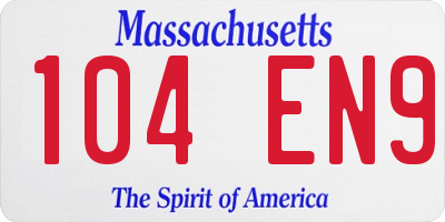 MA license plate 104EN9