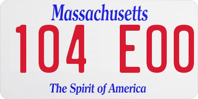 MA license plate 104EO0