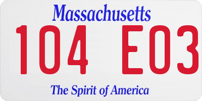 MA license plate 104EO3