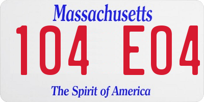 MA license plate 104EO4