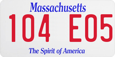 MA license plate 104EO5