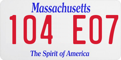 MA license plate 104EO7