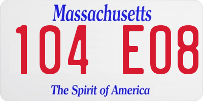 MA license plate 104EO8