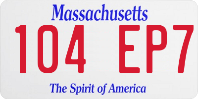 MA license plate 104EP7