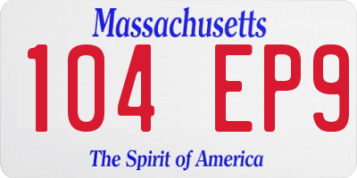 MA license plate 104EP9