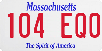 MA license plate 104EQ0