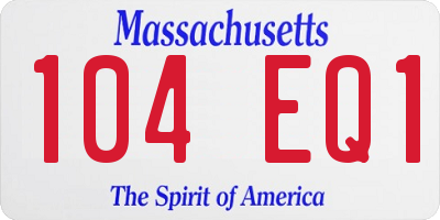MA license plate 104EQ1