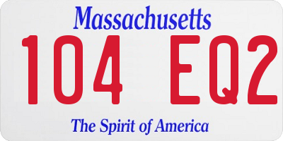 MA license plate 104EQ2