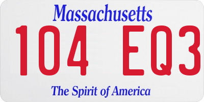 MA license plate 104EQ3