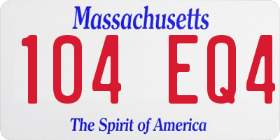 MA license plate 104EQ4