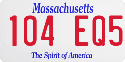 MA license plate 104EQ5